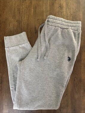 U.S. Polo Assn. Men’s Light Gray Jogger Sweatpants with Navy Embroidered Logo